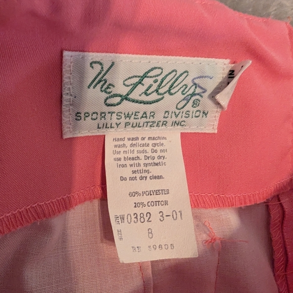 Vintage 1970s Lilly Pulitzer Womens Pink Scalloped Hem Skirt Tulip Pocket Small - Picture 3 of 8
